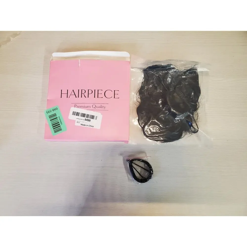 Messy Bun Hairpiece Hair Extension Wavy Curly Synthetic Scrunchie Black